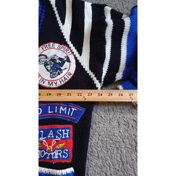 VTG Womens 80’s A’Milano Sweater Cardigan Motorcycle Colorful Boho Grunge Sz M - Picture 6 of 8